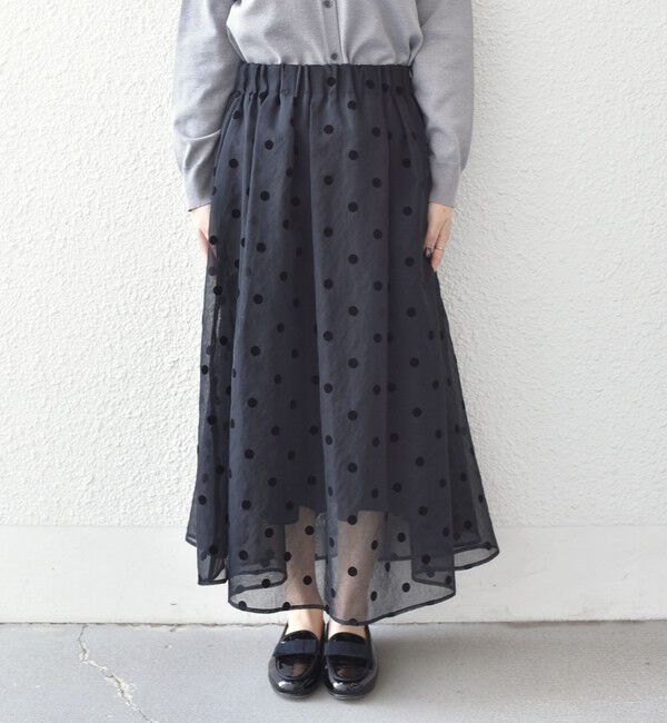 SHIPS Colors 「《予約》SHIPS Colors:〈手洗い可能〉シアー フロッキー ドット フレア スカート◆」|フレア|