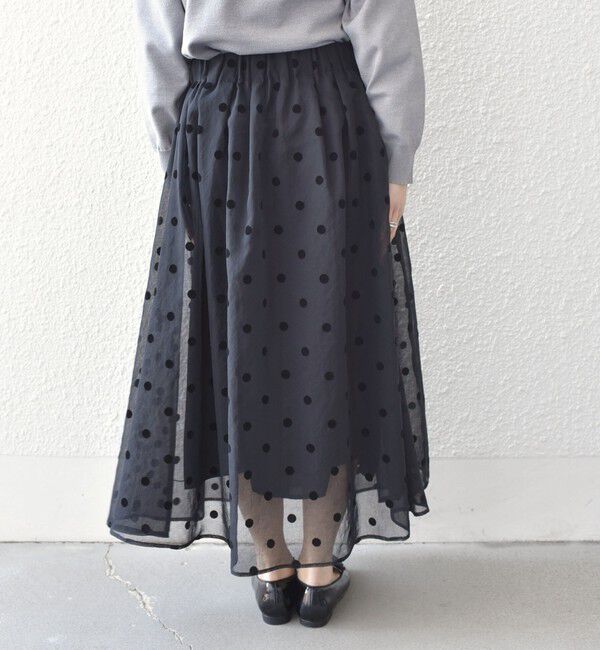 SHIPS Colors 「《予約》SHIPS Colors:〈手洗い可能〉シアー フロッキー ドット フレア スカート◆」|フレア|