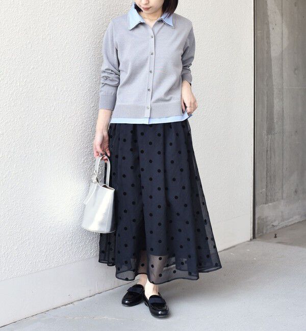 SHIPS Colors 「《予約》SHIPS Colors:〈手洗い可能〉シアー フロッキー ドット フレア スカート◆」|フレア|