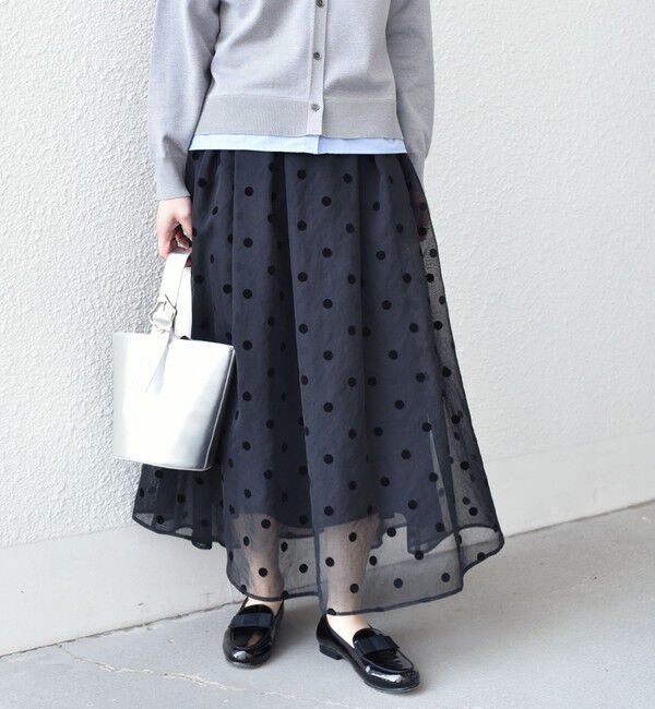 SHIPS Colors 「《予約》SHIPS Colors:〈手洗い可能〉シアー フロッキー ドット フレア スカート◆」|フレア|