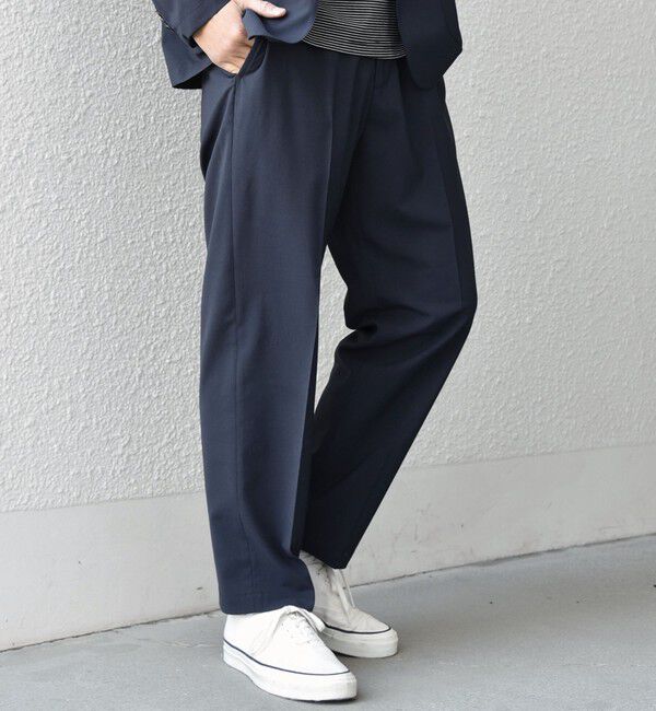 SHIPS any「SHIPS any:〈吸水速乾〉Rapidry クリース アンクル テーパード イージーパンツ (セットアップ対応)26SS◆」|スラックス|ネイビー