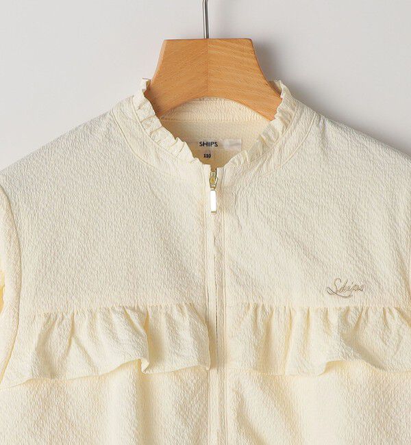SHIPS KIDS「SHIPS KIDS:100～130cm / 〈UVカット〉ドライタッチ フリル ライト ブルゾン」|ブルゾン・スタジャン|