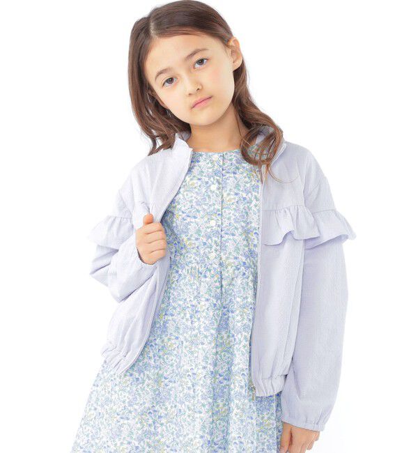 SHIPS KIDS「SHIPS KIDS:100～130cm / 〈UVカット〉ドライタッチ フリル ライト ブルゾン」|ブルゾン・スタジャン|