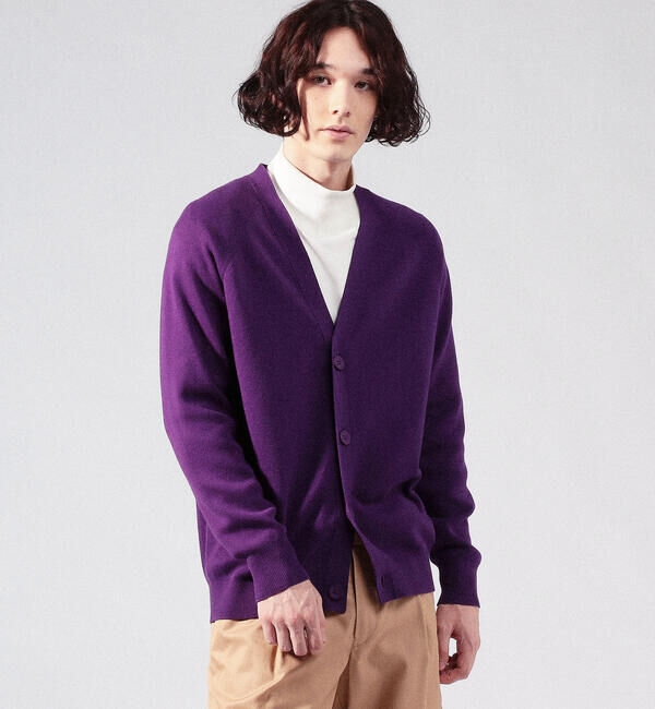 CABaN「CABaN コットンカシミヤ バイカラーVネックカーディガン」|カーディガン|