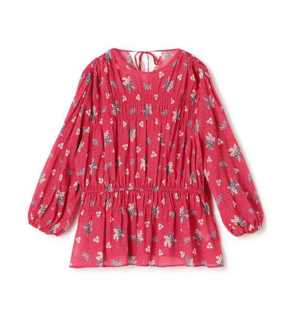 SOULEIADO「コットンジョーゼットプリント シャーリングブラウス」|シャツ・ブラウス|32 ピンク系