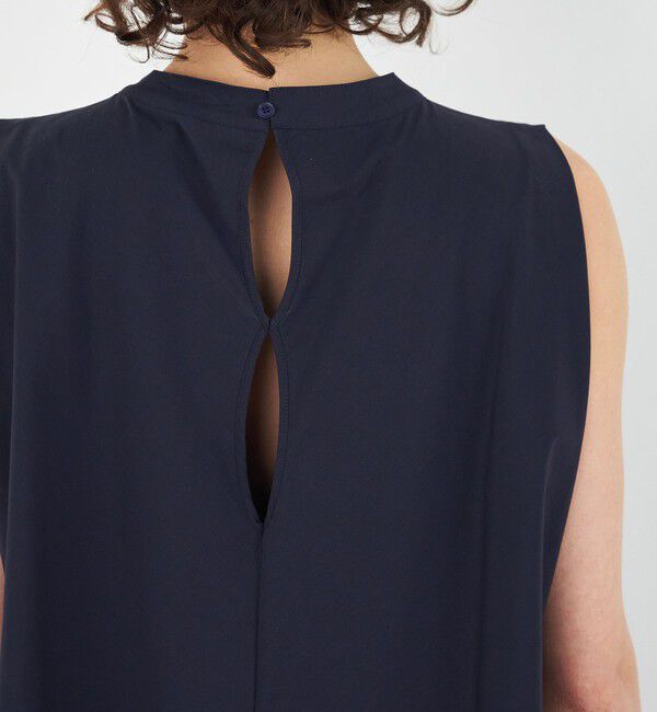 DES PRES「コットンストレッチポプリン ノースリーブブラウス」|シャツ・ブラウス|