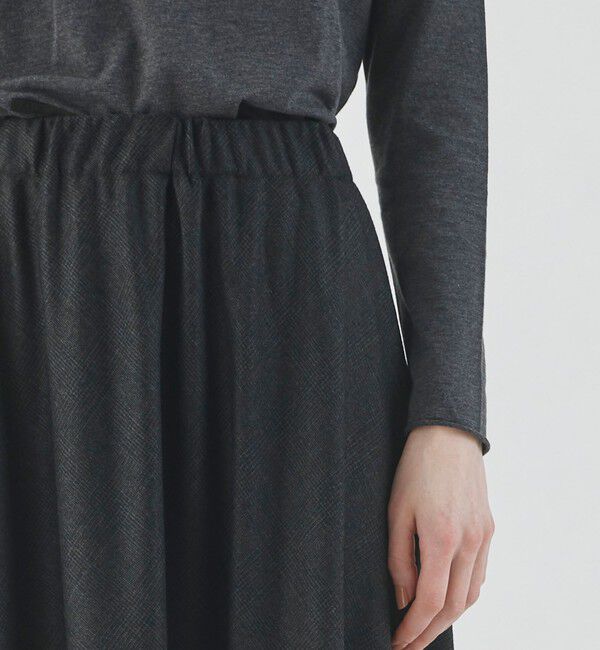 GALERIE VIE「フラノストレッチ ギャザーマキシスカート」|フレア|