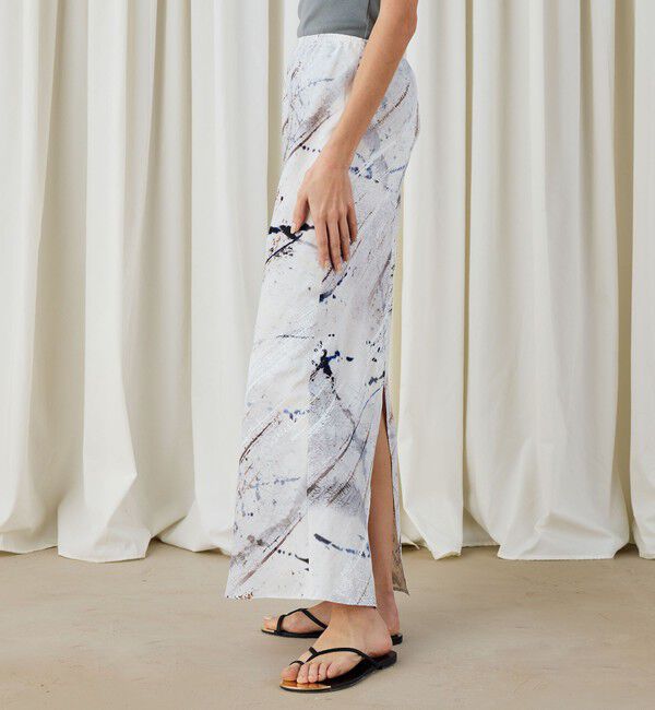DES PRES「アブストラクトウォールプリント イージーストレートスカート」|タイト|