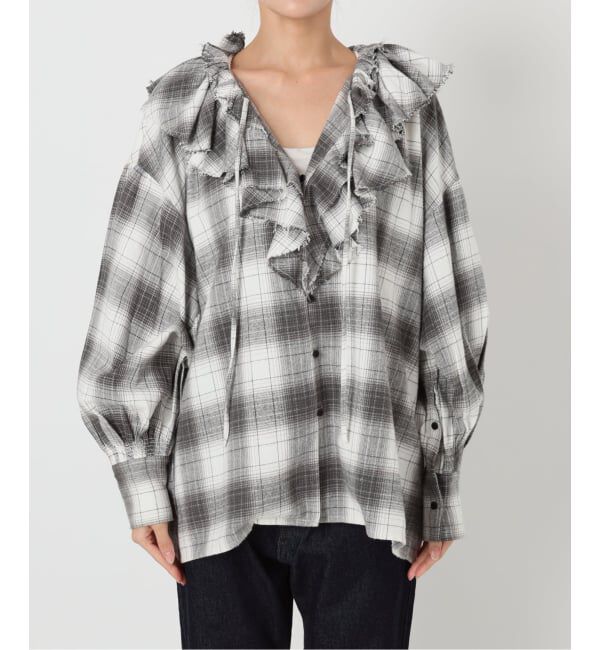 SLOBE IENA「crinkle crinkle crinkle SLOBE別注 ネルチェックラッフルブラウス CC-4025」|シャツ・ブラウス|