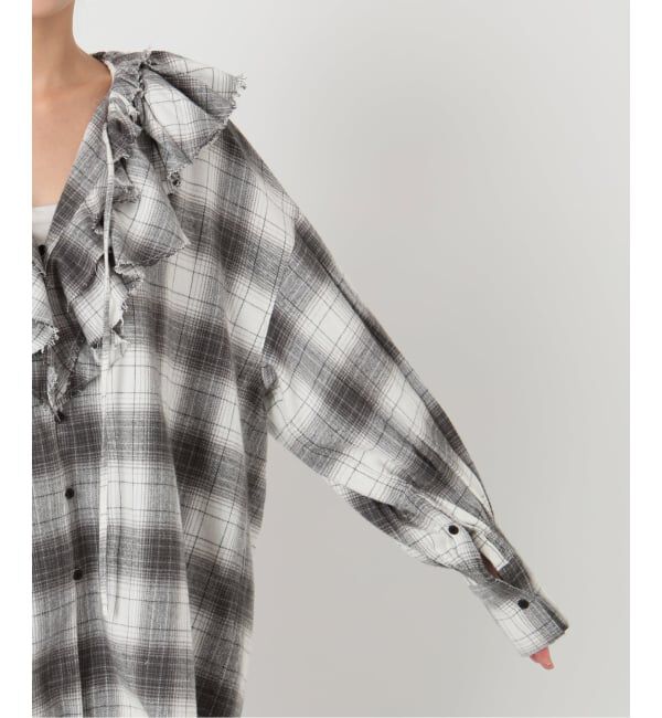 SLOBE IENA「crinkle crinkle crinkle SLOBE別注 ネルチェックラッフルブラウス CC-4025」|シャツ・ブラウス|