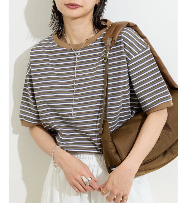 JOURNAL STANDARD「【STAR＆STRIPE】マルチボーダーリンガーT」|Tシャツ・カットソー|カーキ