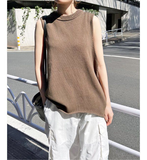 Spick and Span「コットンリネンミドルゲージノースリプルオーバー」|ニット・セーター|