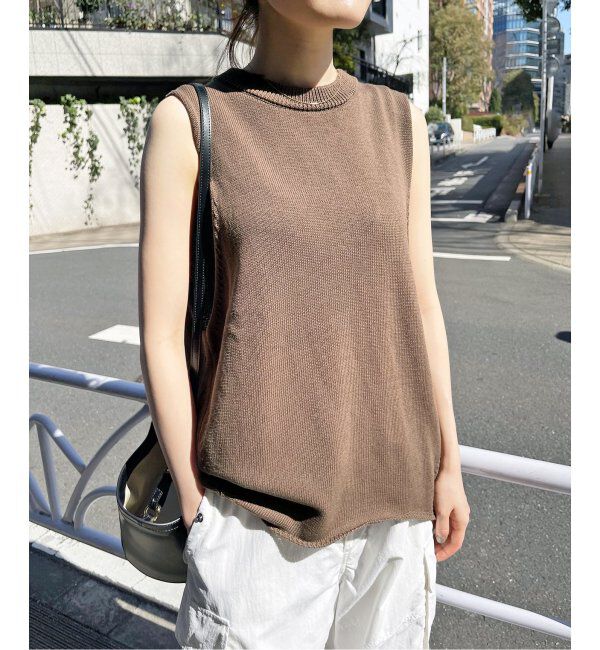 Spick and Span「コットンリネンミドルゲージノースリプルオーバー」|ニット・セーター|