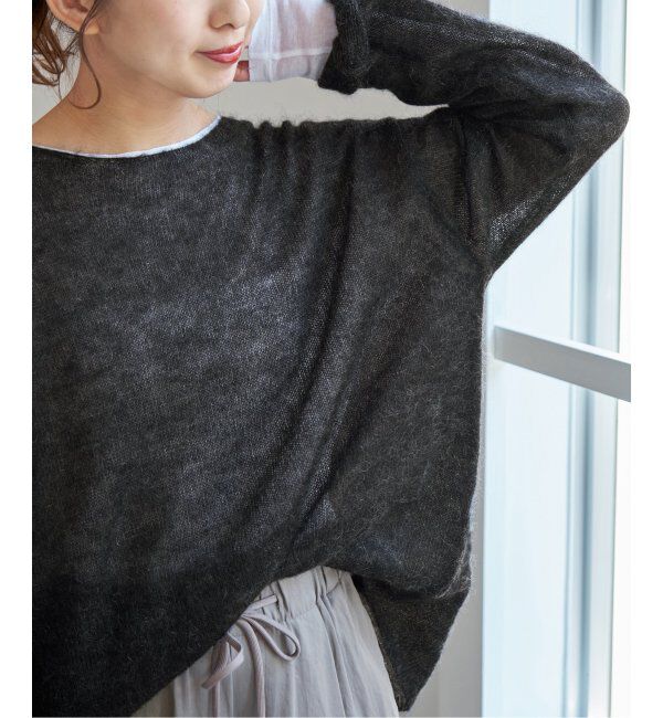 Spick and Span「《WEB限定カラー有り / 追加》ルーズモヘヤMIXボートネックニット」|ニット・セーター|グレー