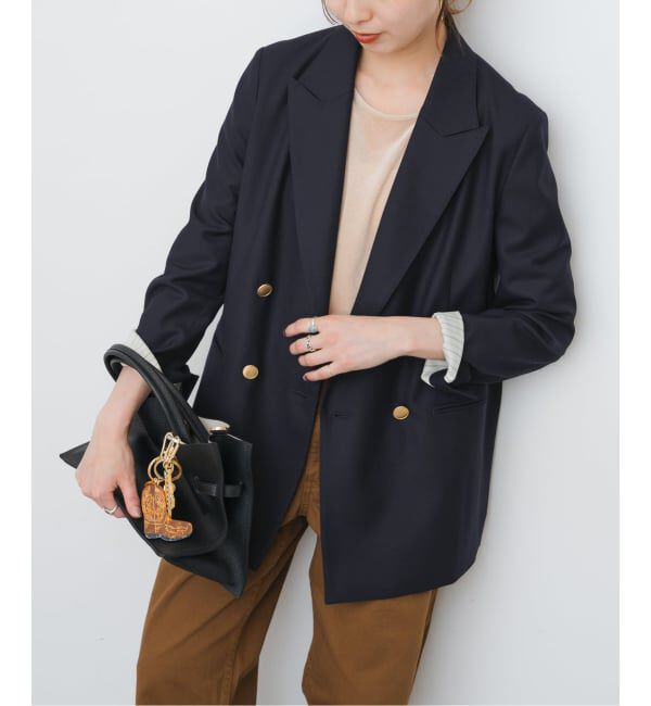 Spick and Span「ウールブレンドダブルブレストジャケット」|テーラードジャケット|ネイビー