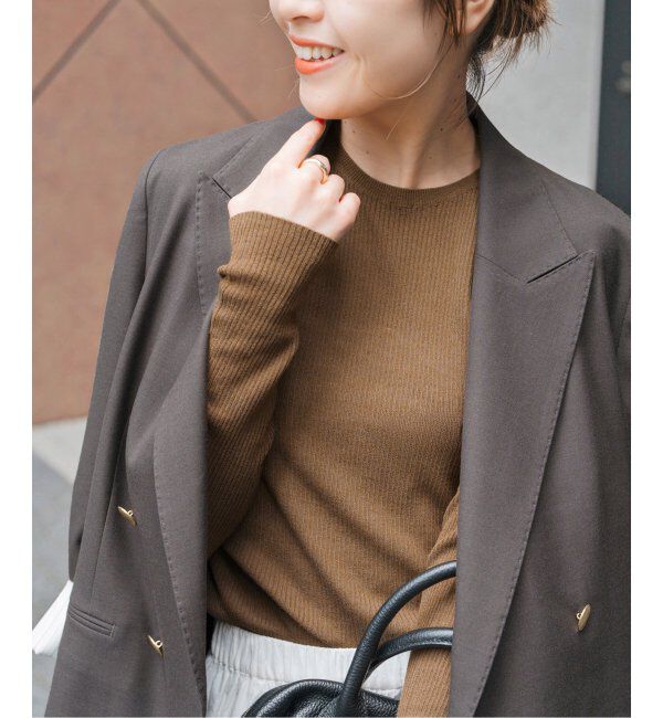 Spick and Span「ウォッシャブルシアーリブニット」|ニット・セーター|キャメル