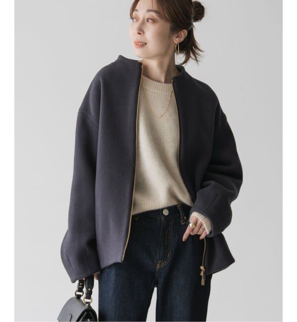 NOBLE「《追加》MTRレイズドネックジップコート」|ノーカラーコート|