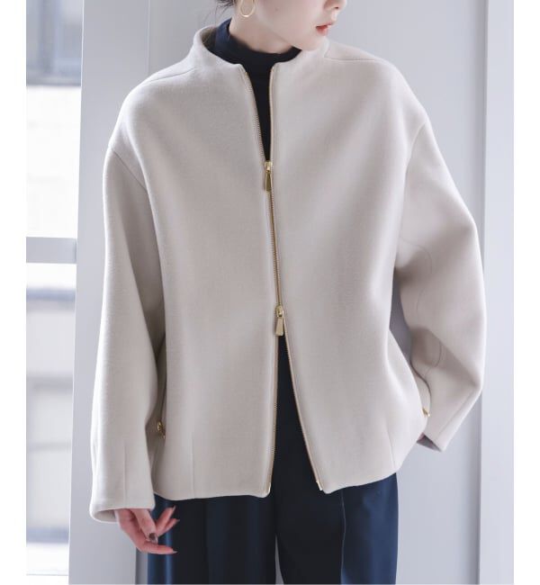 NOBLE「《追加》MTRレイズドネックジップコート」|ノーカラーコート|