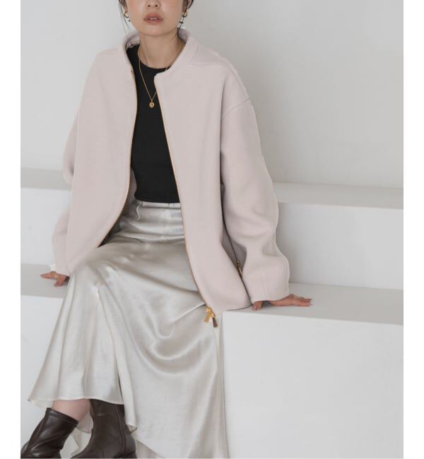 NOBLE「《追加》MTRレイズドネックジップコート」|ノーカラーコート|