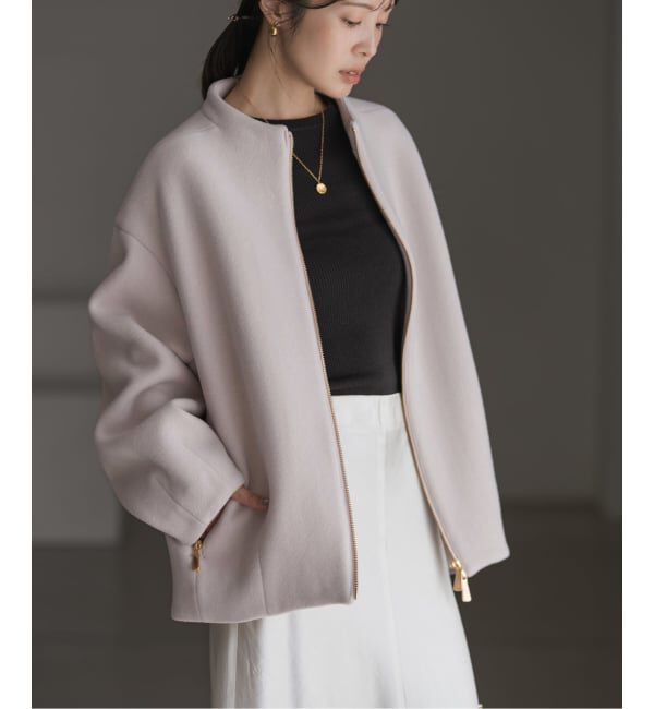 NOBLE「《追加》MTRレイズドネックジップコート」|ノーカラーコート|