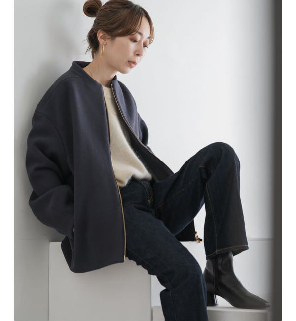 NOBLE「《追加》MTRレイズドネックジップコート」|ノーカラーコート|