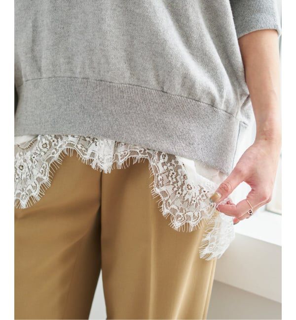 Spick and Span「《WEB限定 / 追加2予約》レースサテンチュニックキャミソール」|キャミソール|