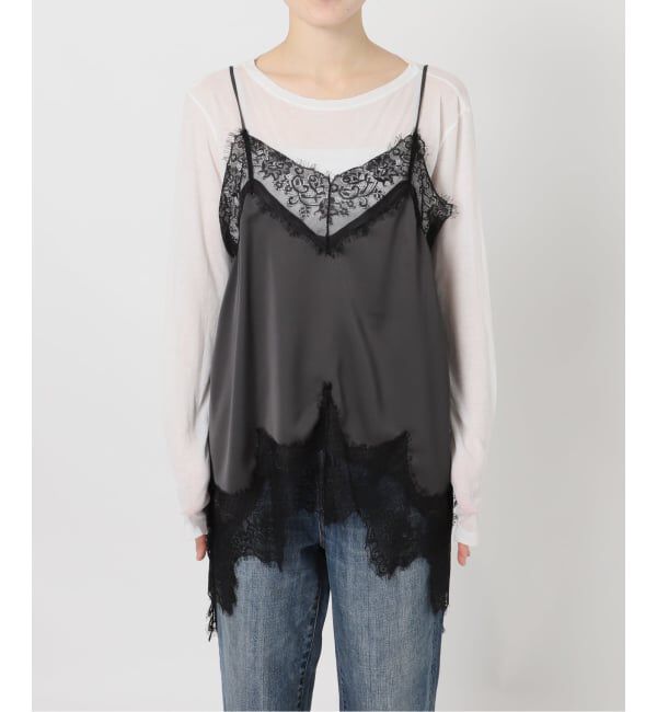 Spick and Span「《WEB限定 / 追加2予約》レースサテンチュニックキャミソール」|キャミソール|