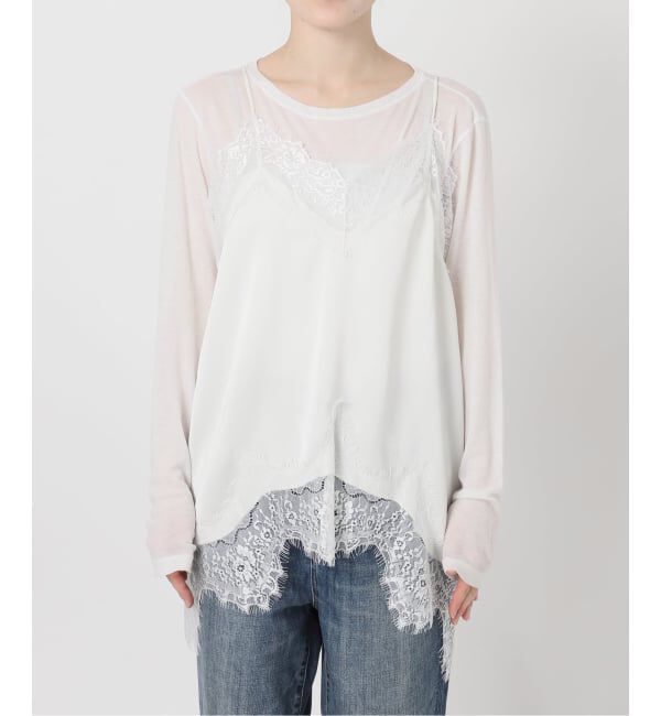 Spick and Span「《WEB限定 / 追加2予約》レースサテンチュニックキャミソール」|キャミソール|