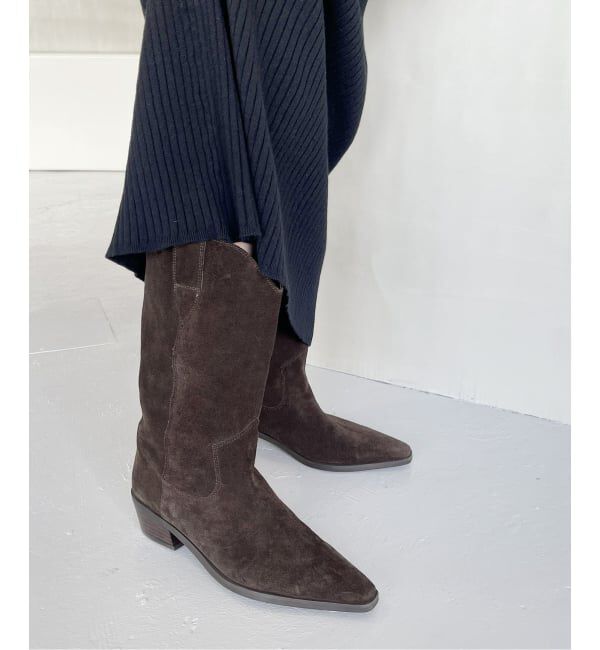  「《追加2》3.5cmレザーウエスタンブーツ」|ロングブーツ|