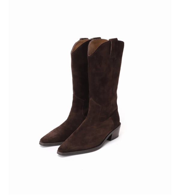  「《追加2》3.5cmレザーウエスタンブーツ」|ロングブーツ|