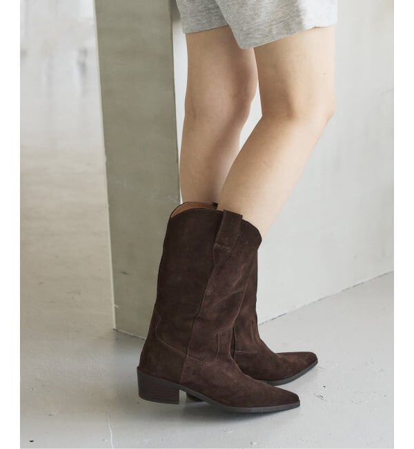  「《追加2》3.5cmレザーウエスタンブーツ」|ロングブーツ|
