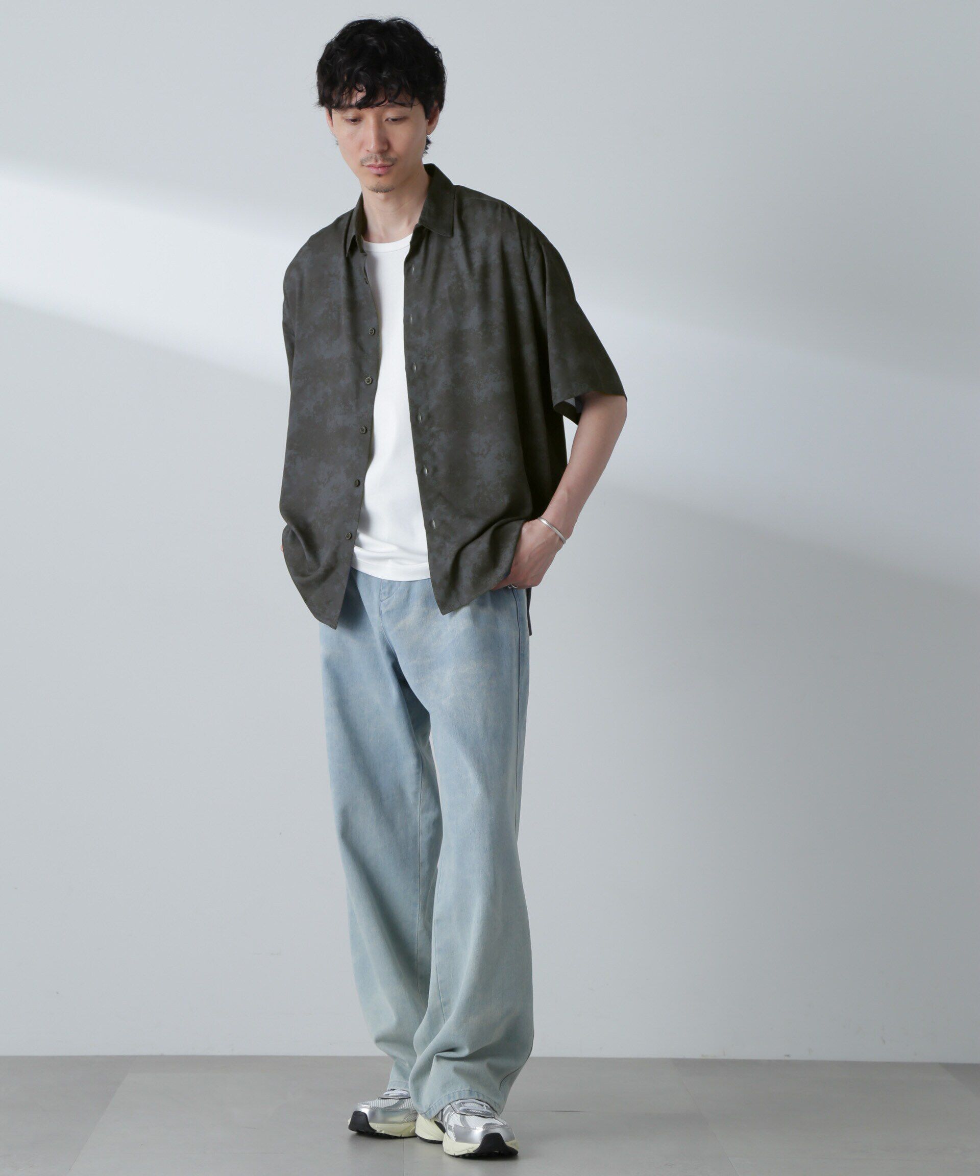 nano･universe「梨地パターンシャツ 半袖」|シャツ・ブラウス|