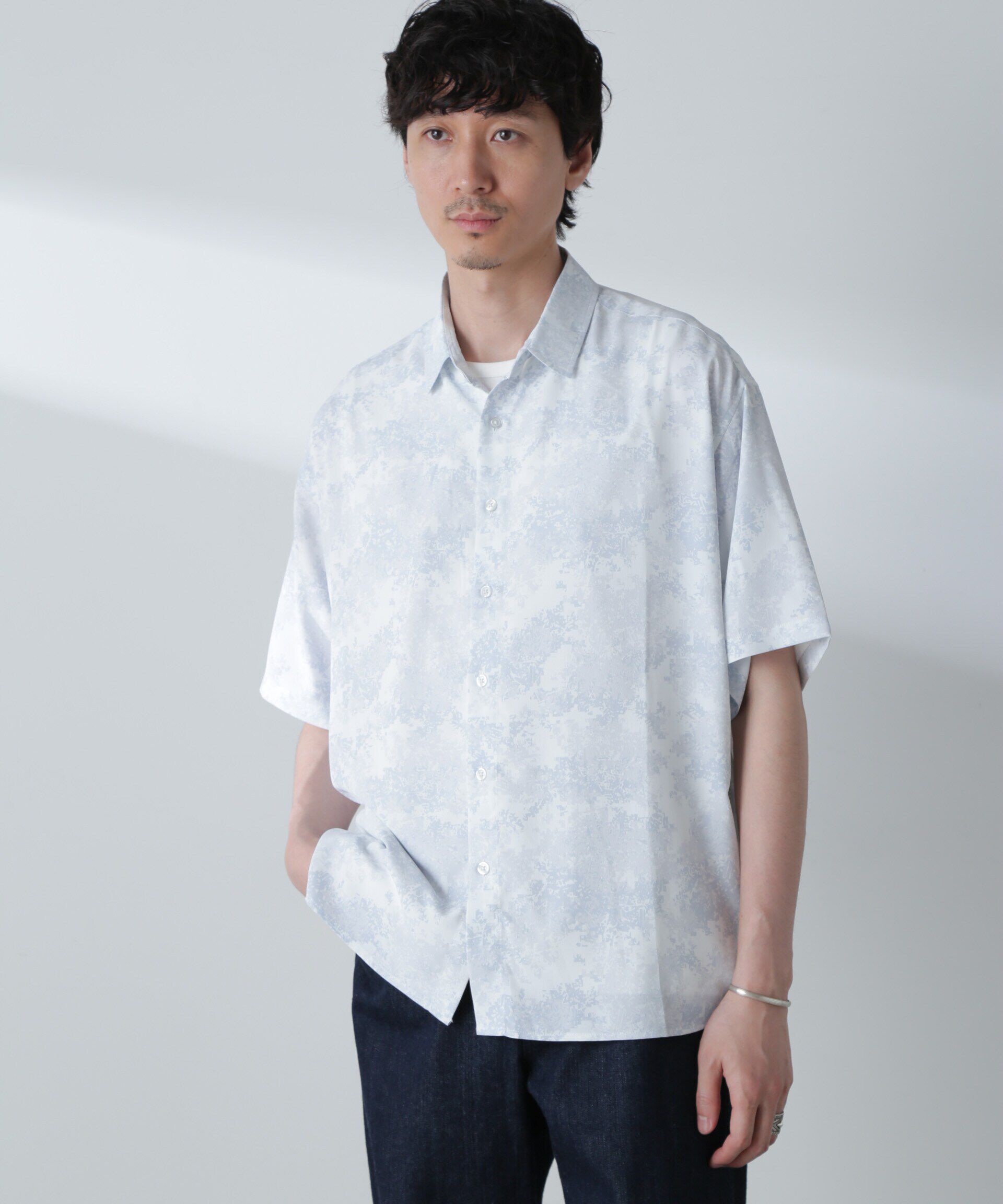 nano･universe「梨地パターンシャツ 半袖」|シャツ・ブラウス|