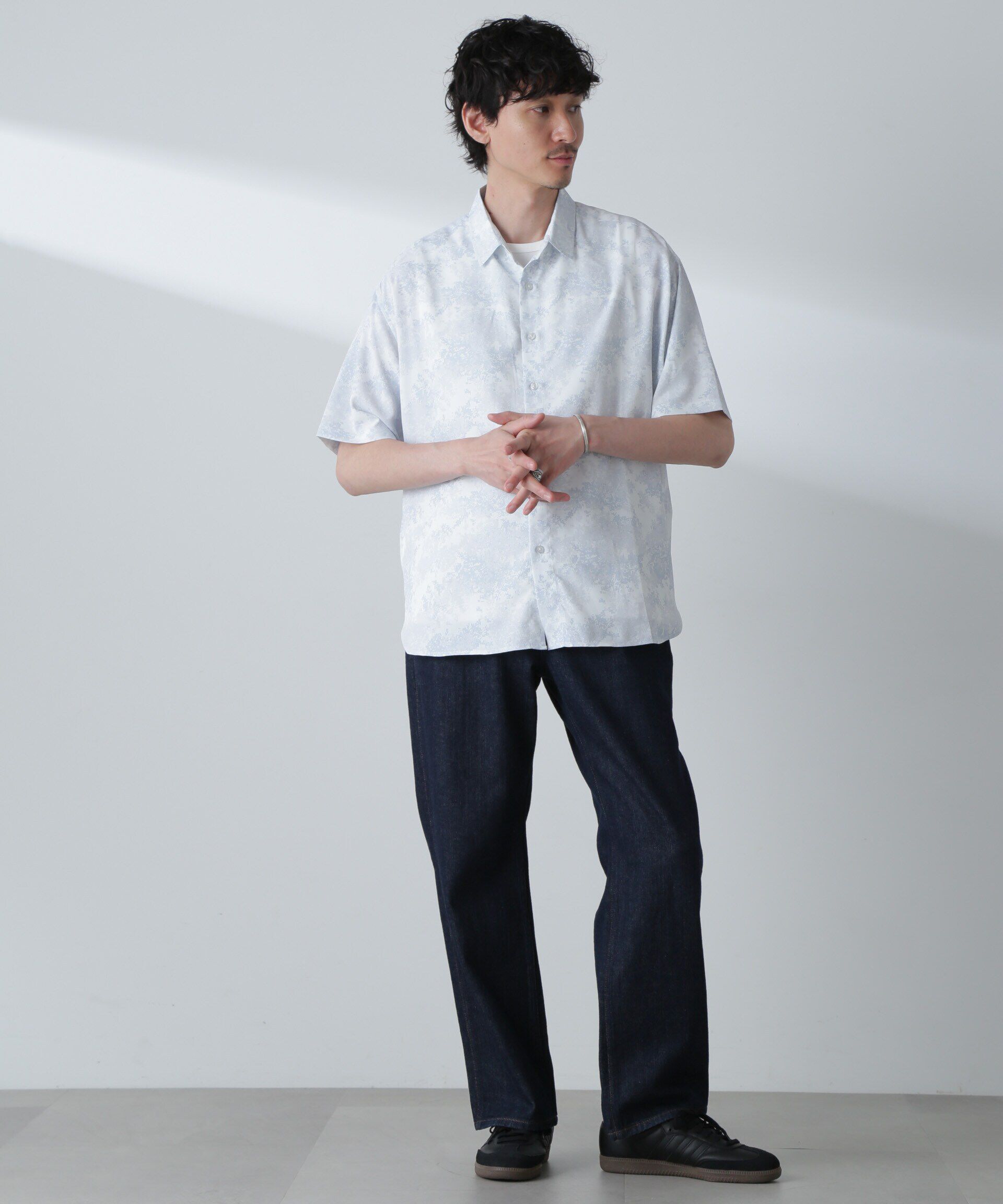 nano･universe「梨地パターンシャツ 半袖」|シャツ・ブラウス|