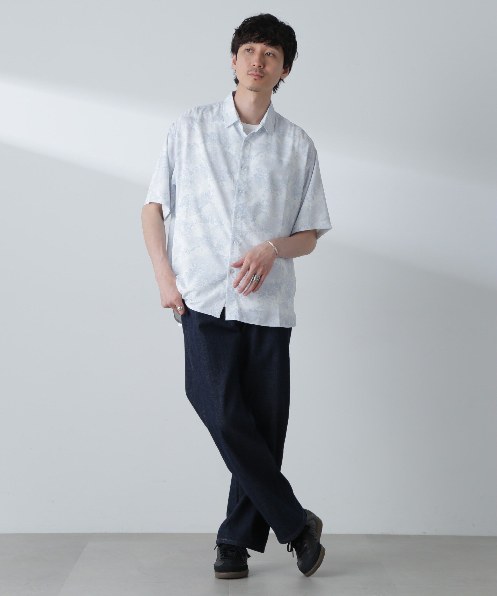 nano･universe「梨地パターンシャツ 半袖」|シャツ・ブラウス|