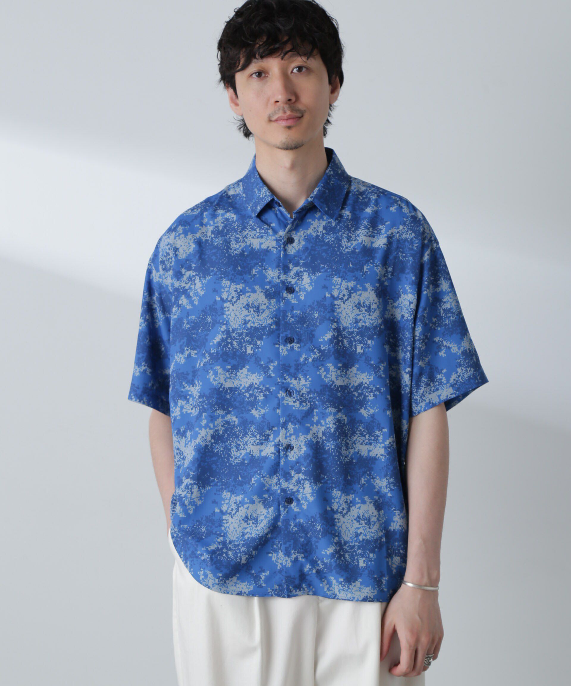 nano･universe「梨地パターンシャツ 半袖」|シャツ・ブラウス|