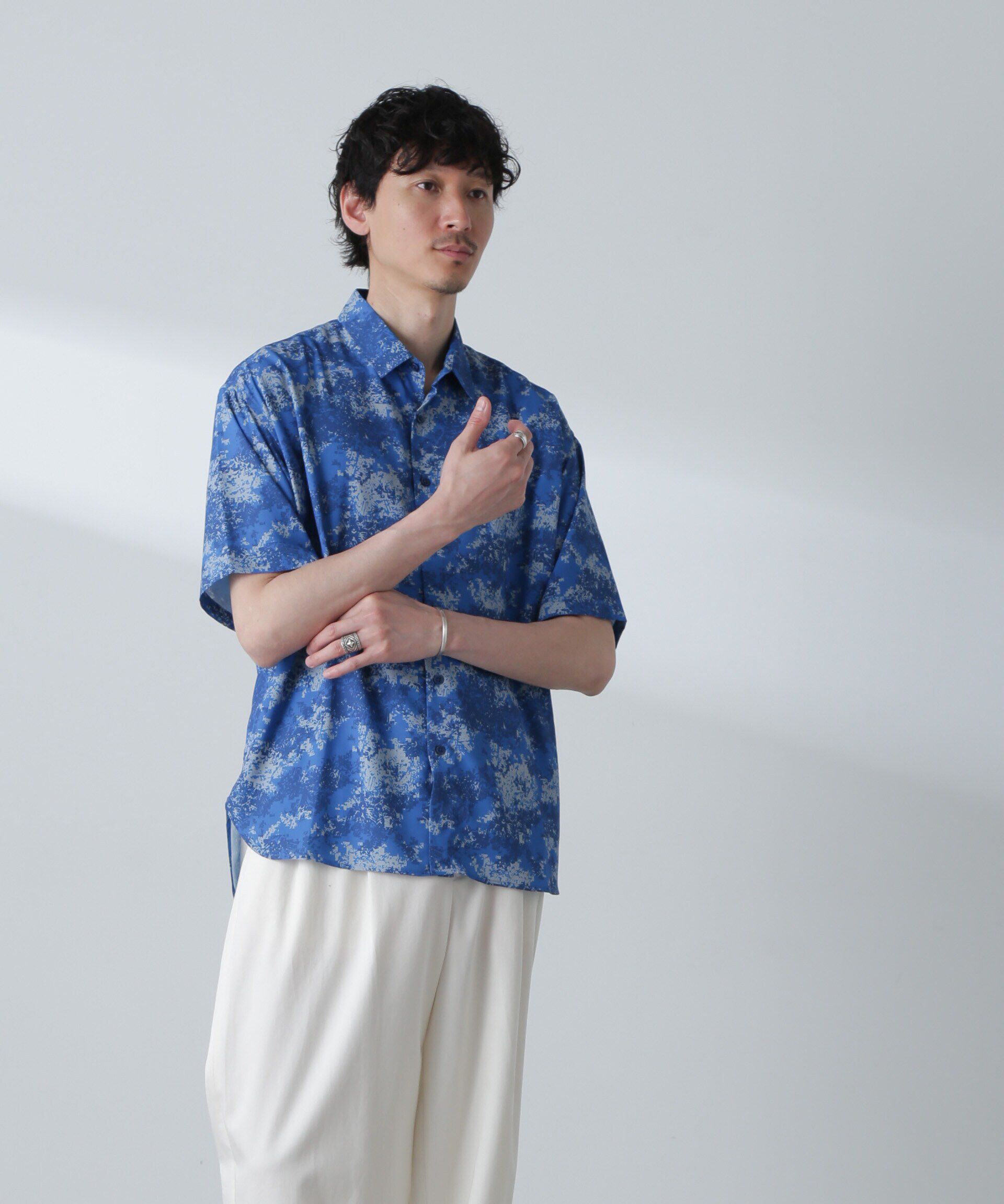 nano･universe「梨地パターンシャツ 半袖」|シャツ・ブラウス|