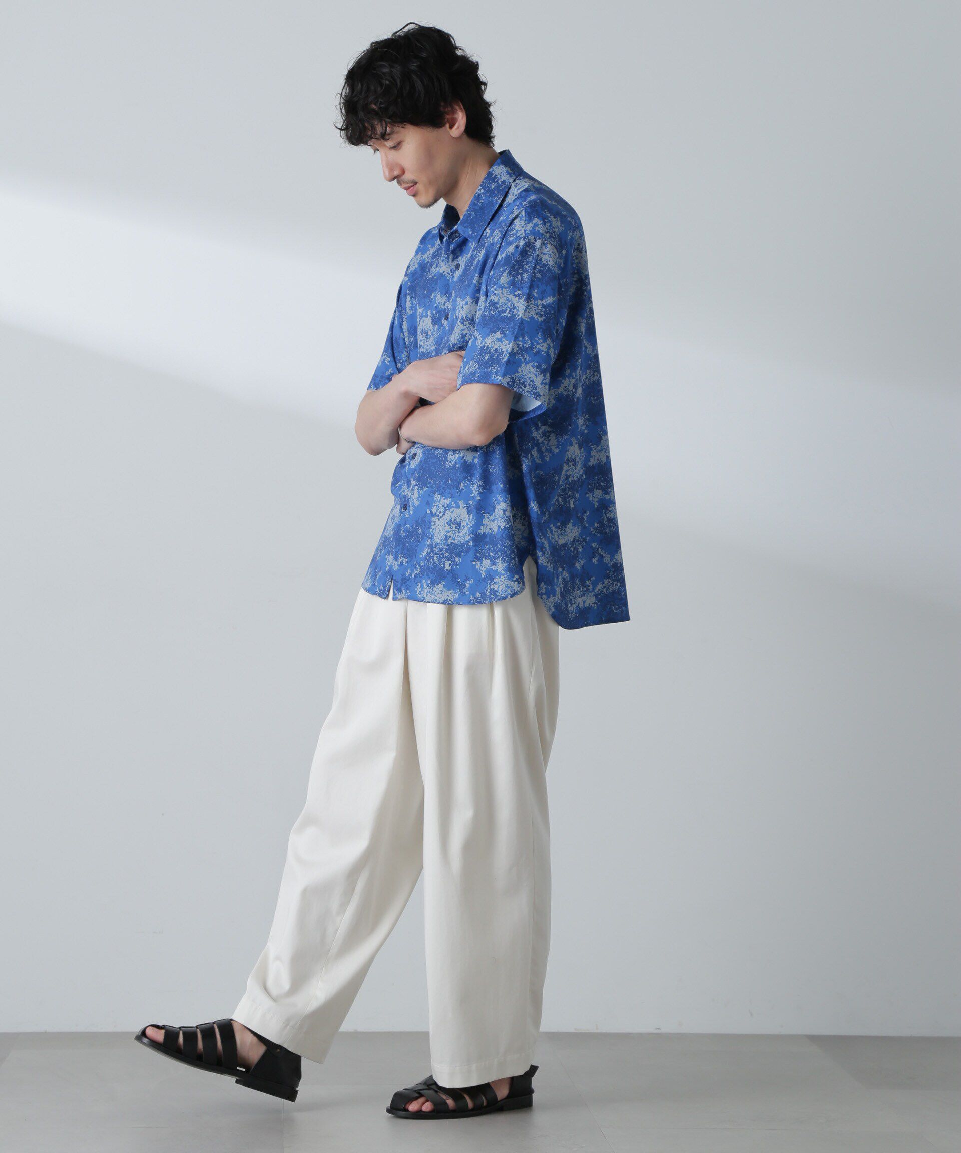 nano･universe「梨地パターンシャツ 半袖」|シャツ・ブラウス|