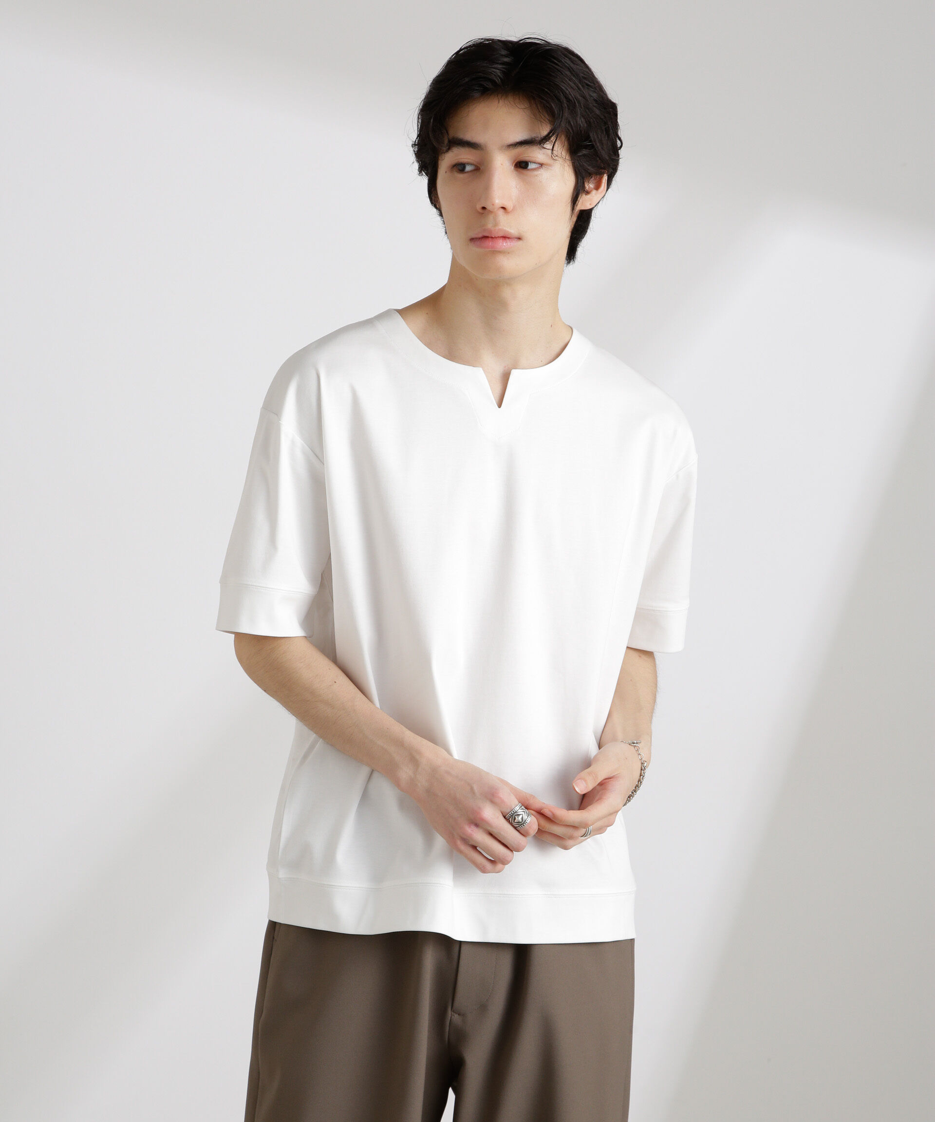 nano･universe「50/－シルケットスムースキーネックTシャツ」|Tシャツ・カットソー|