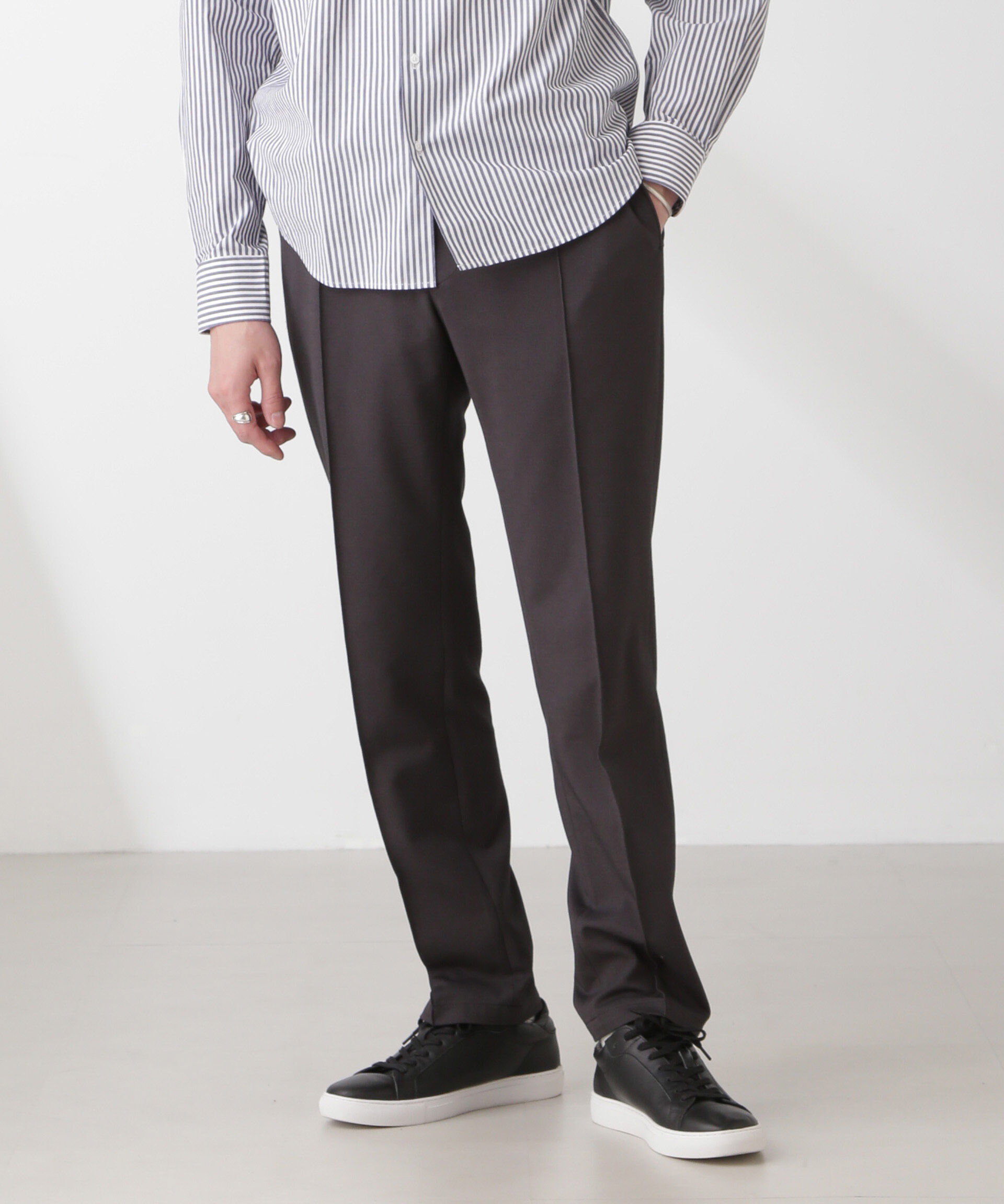 nano･universe「「N TROUSERS PREMIUM」IN DRY カノコストレッチパンツ(セットアップ可)」|スーツ|チャコール3