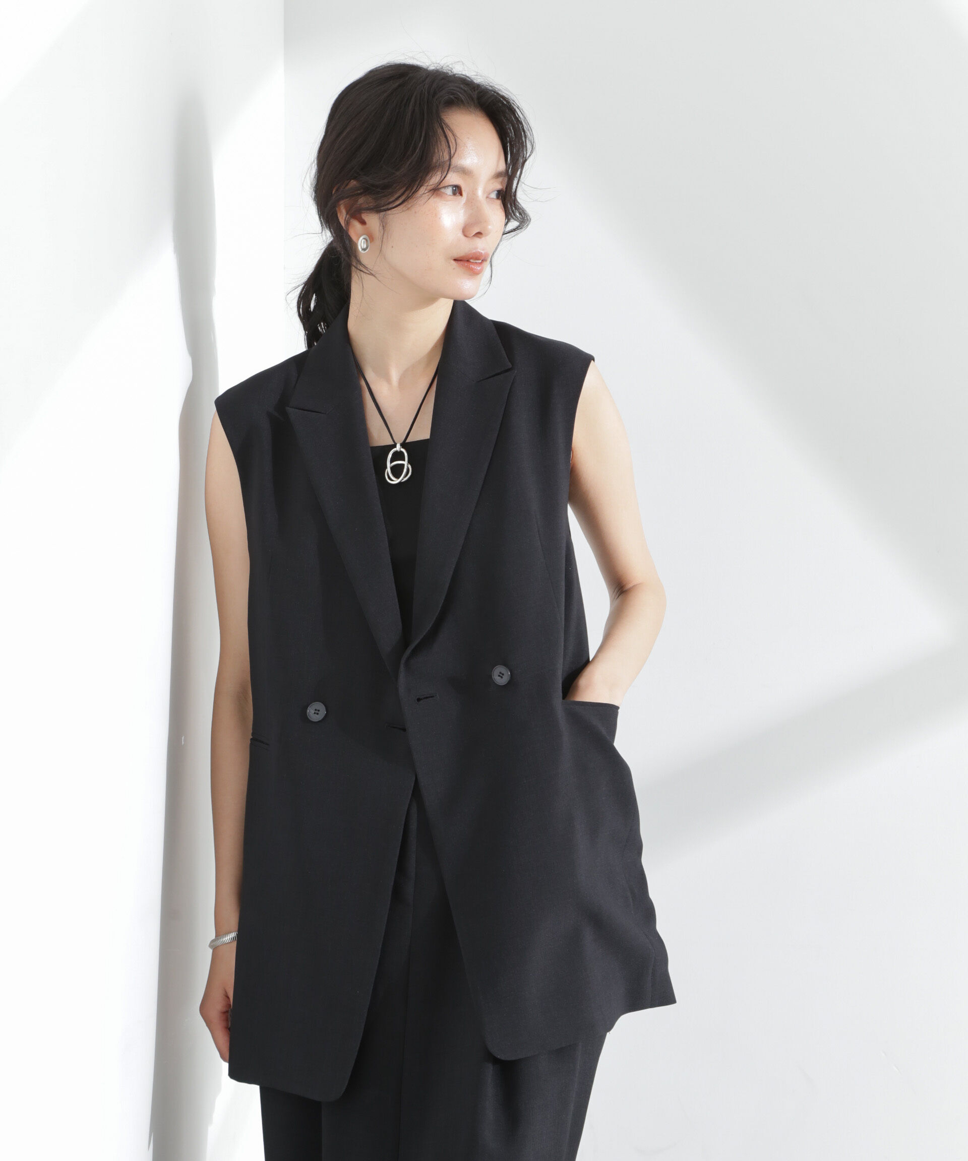 nano･universe「メランジドライ テーラードダブルジレ(セットアップ可)」|テーラードジャケット|