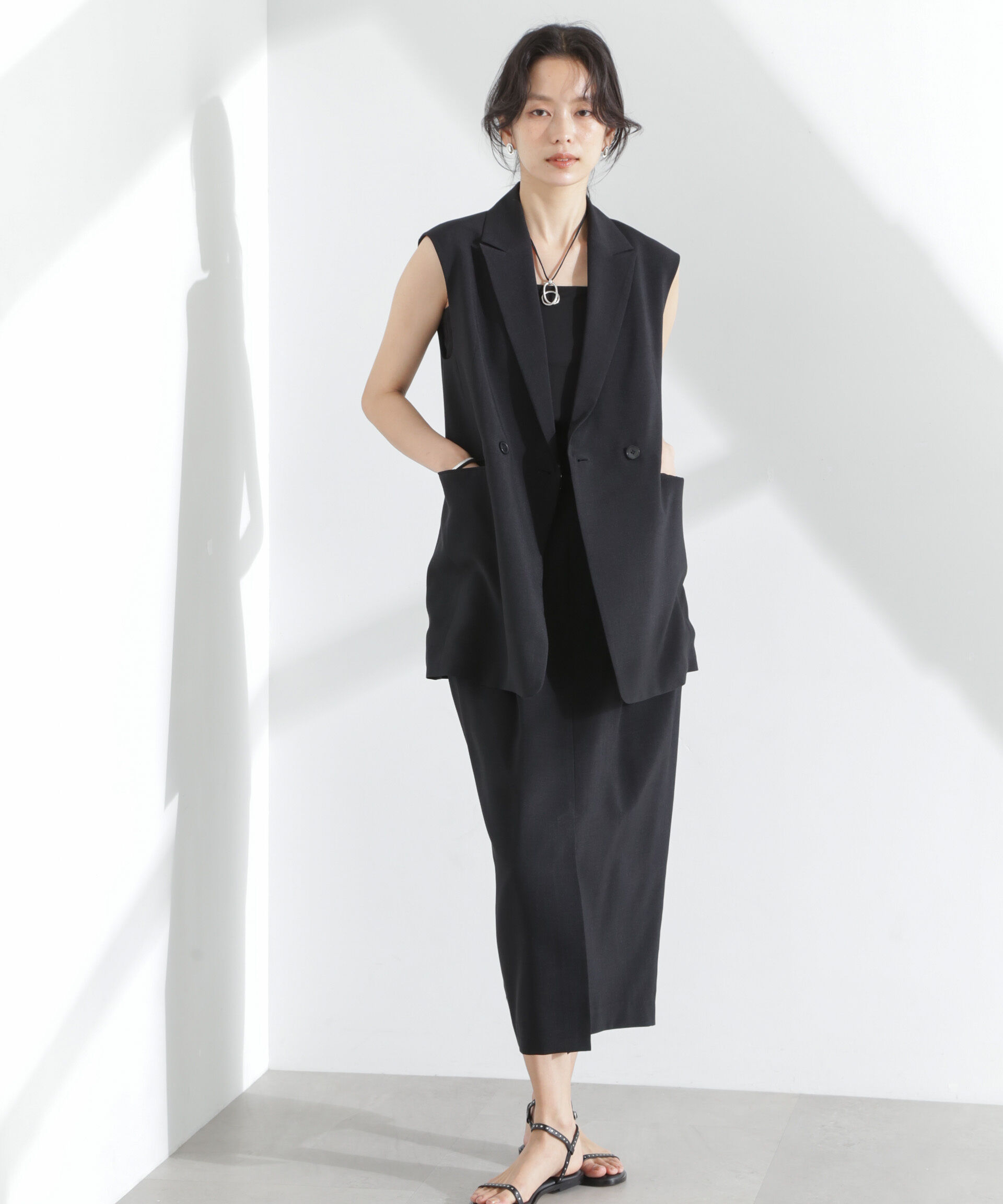 nano･universe「メランジドライ テーラードダブルジレ(セットアップ可)」|テーラードジャケット|