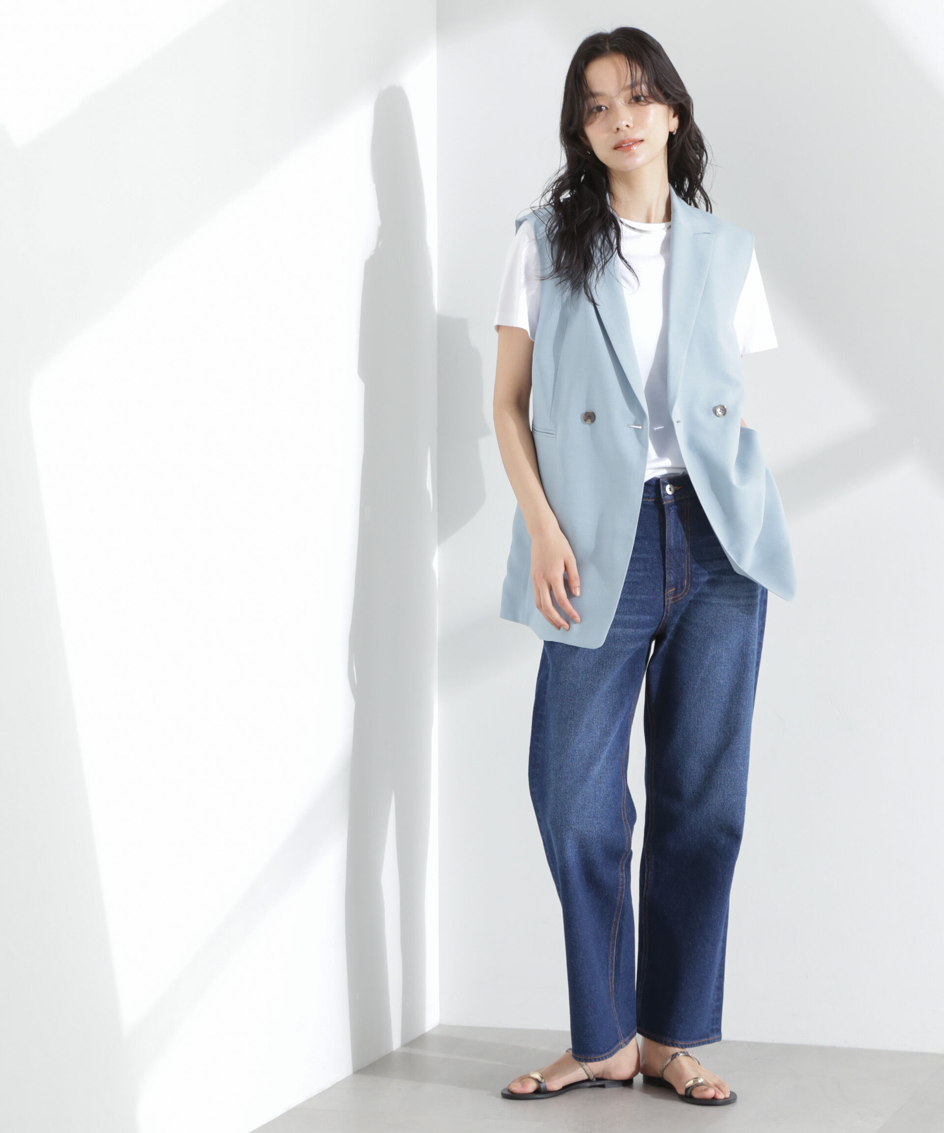 nano･universe「メランジドライ テーラードダブルジレ(セットアップ可)」|テーラードジャケット|