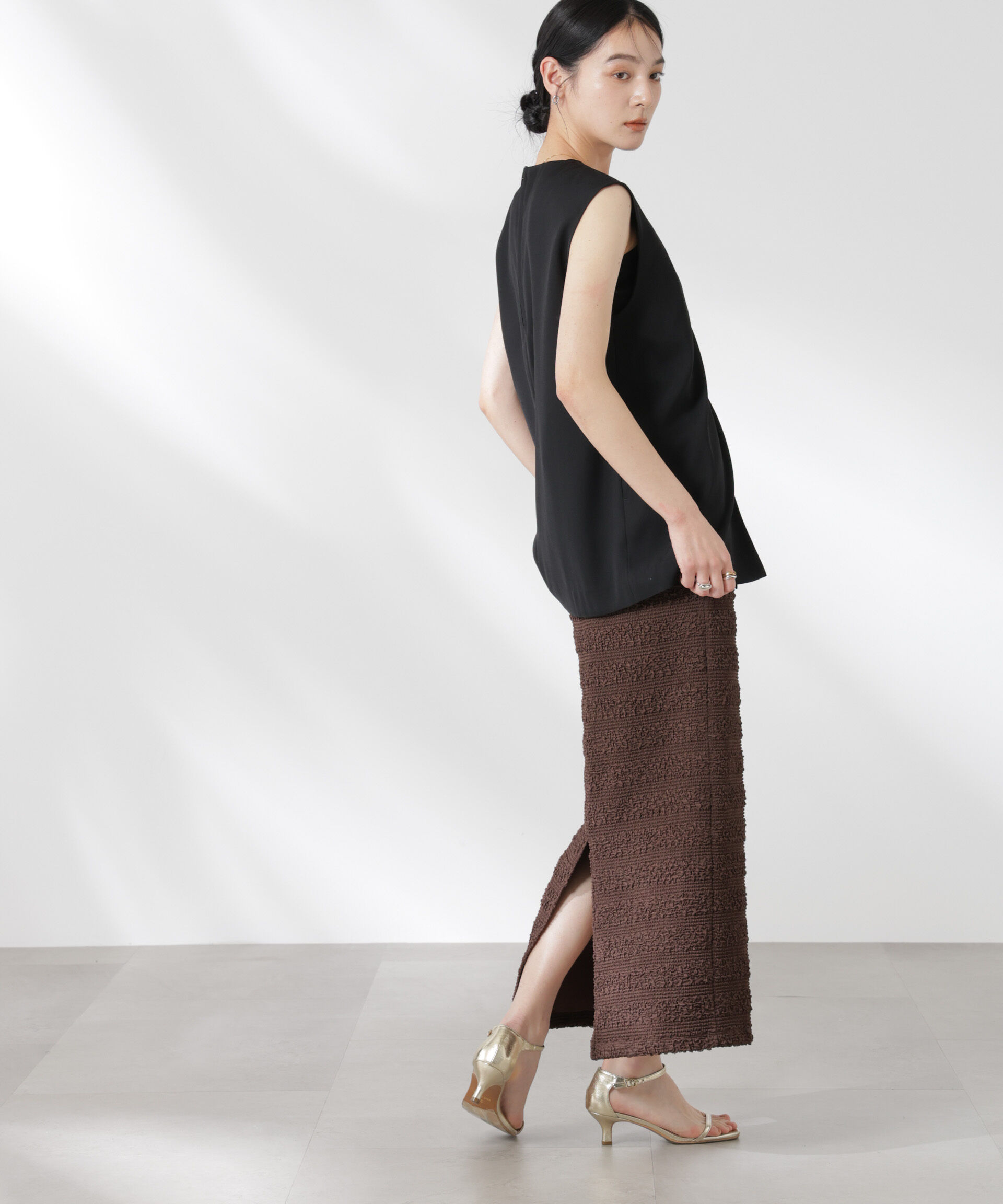 nano･universe「フクレボーダースカート」|スカート|