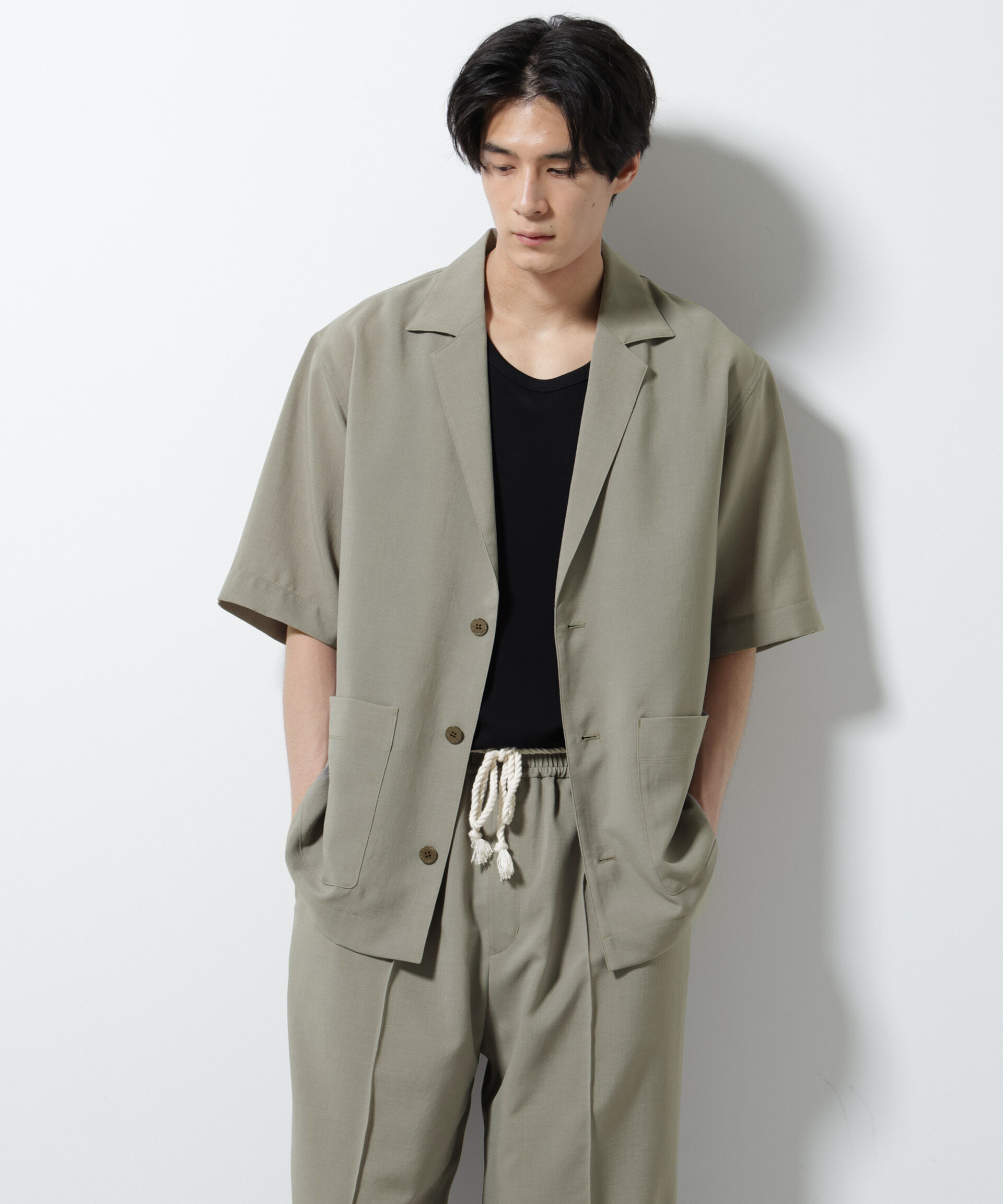 nano･universe「メランジドライシャツジャケット 半袖（セットアップ可）」|シャツ・ブラウス|