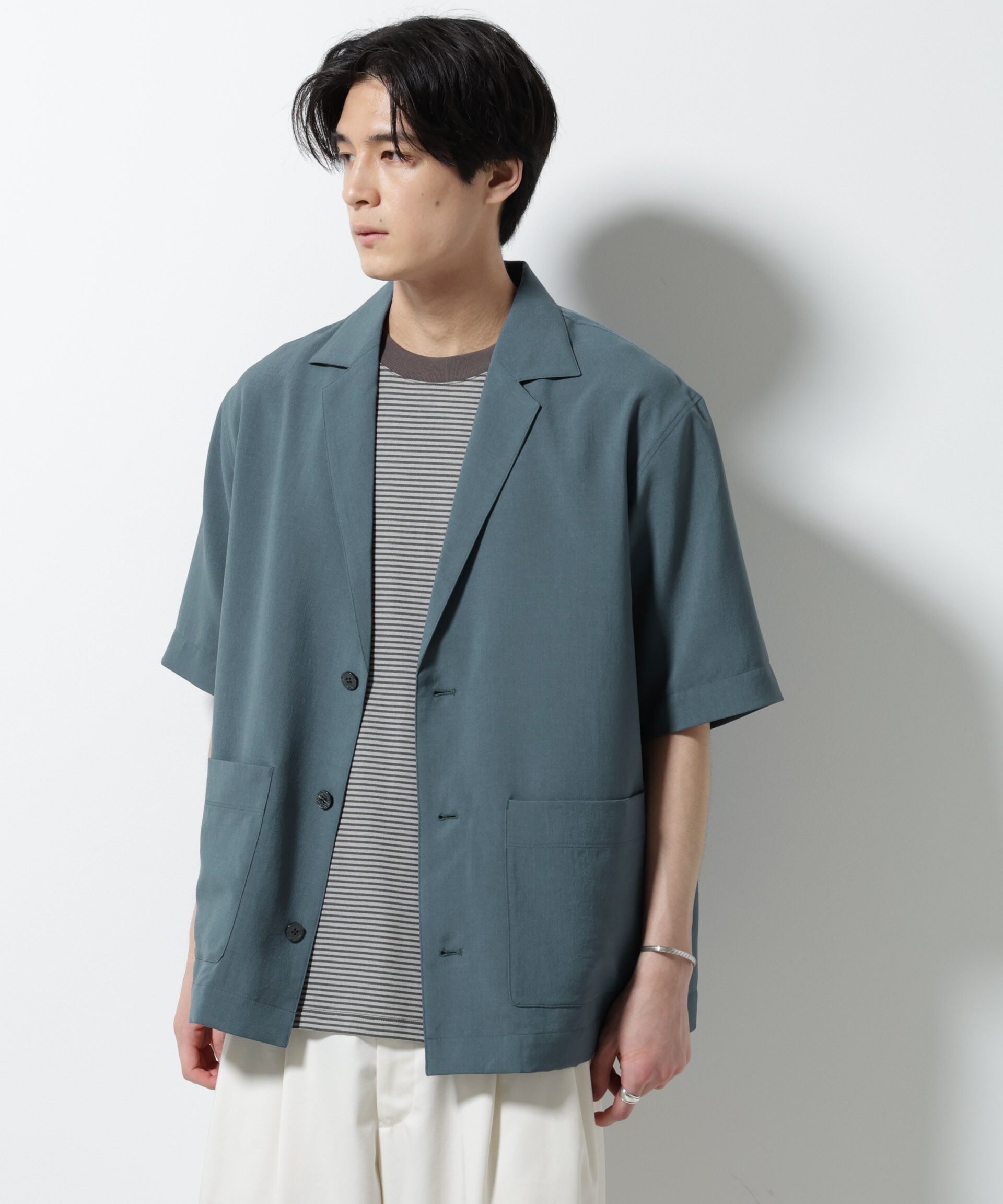 nano･universe「メランジドライシャツジャケット 半袖（セットアップ可）」|シャツ・ブラウス|