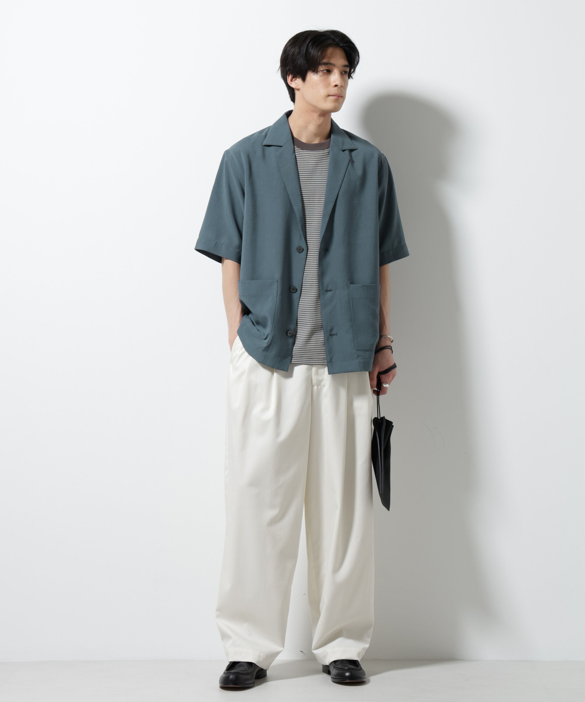 nano･universe「メランジドライシャツジャケット 半袖（セットアップ可）」|シャツ・ブラウス|