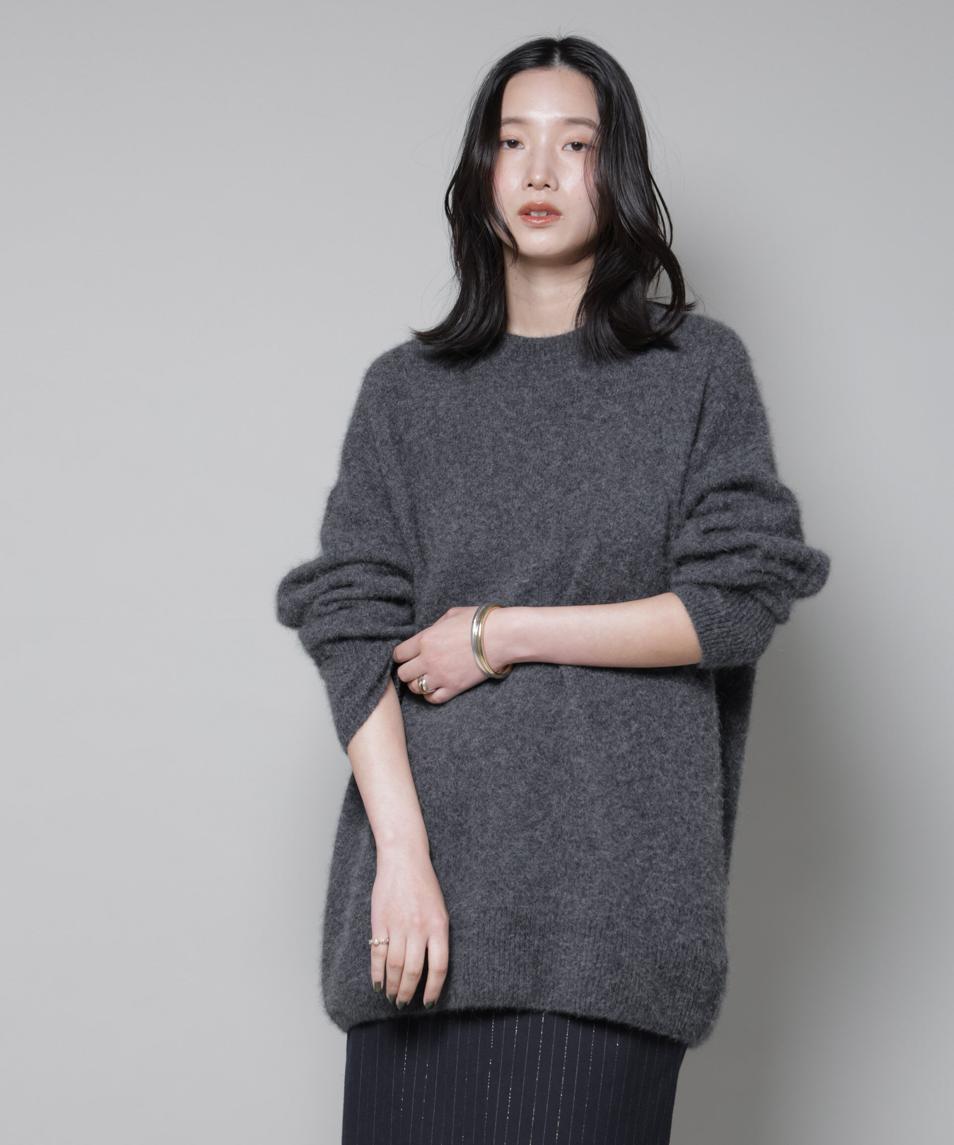 nano･universe「ウォッシャブルフォックスクルーワイドニットプルオーバー」|ニット・セーター|