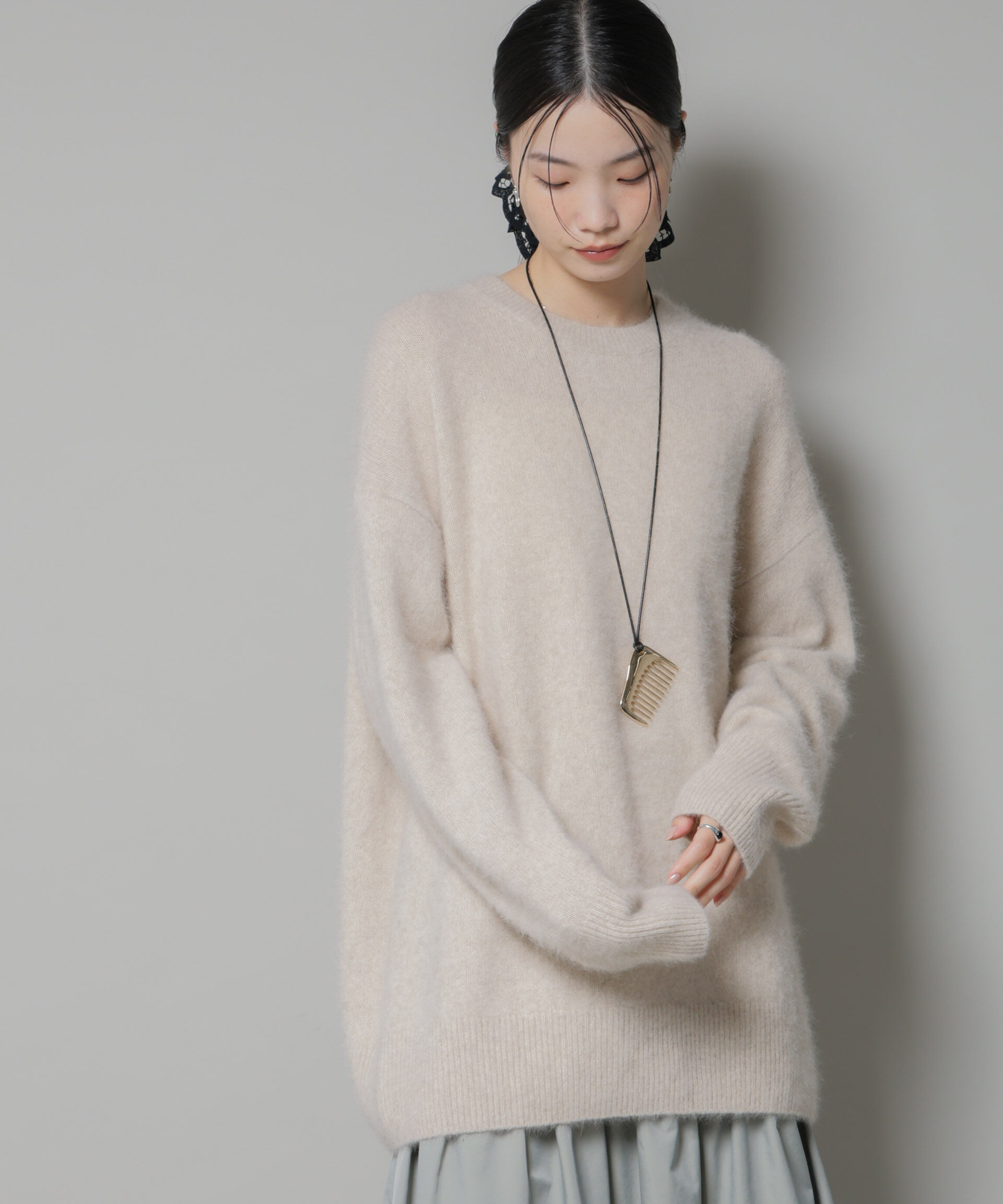 nano･universe「ウォッシャブルフォックスクルーワイドニットプルオーバー」|ニット・セーター|