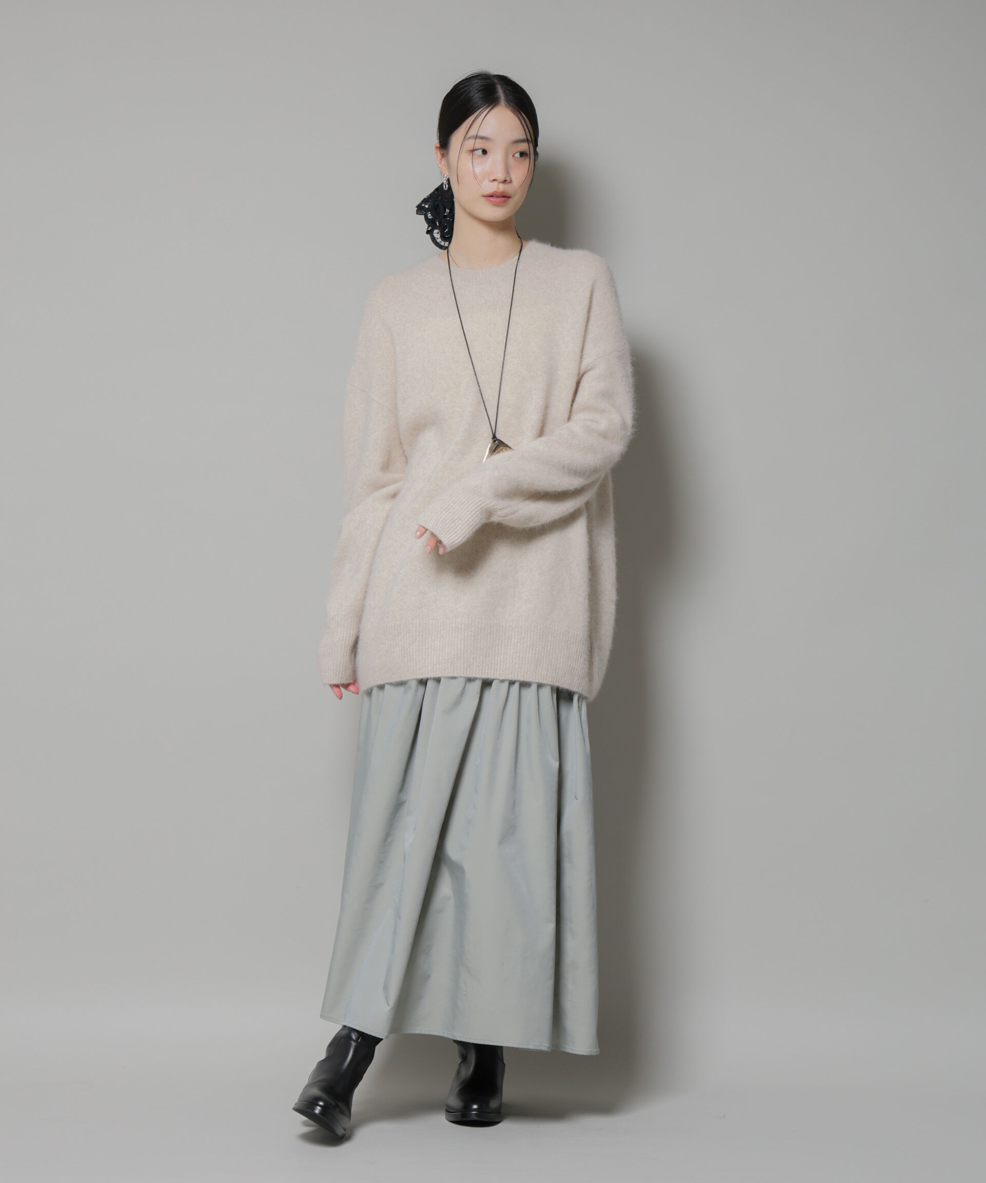 nano･universe「ウォッシャブルフォックスクルーワイドニットプルオーバー」|ニット・セーター|